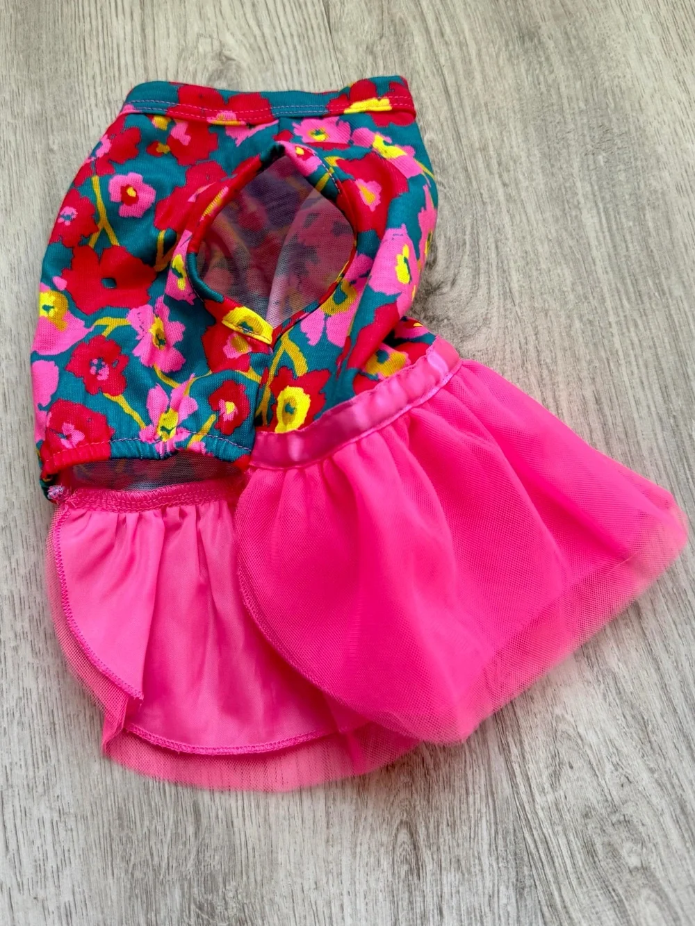 Pet/Puppy Dog - Floral with Hot Pink & Teal Tulle Dress - size XS